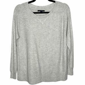 American Eagle Crew Neck Waffle Knit Top Long Sleeve Shirt Grey Size Small